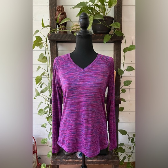 RBX: Purple and Pink Brushed Long Sleeve Activewear Shirt - Picture 13 of 17